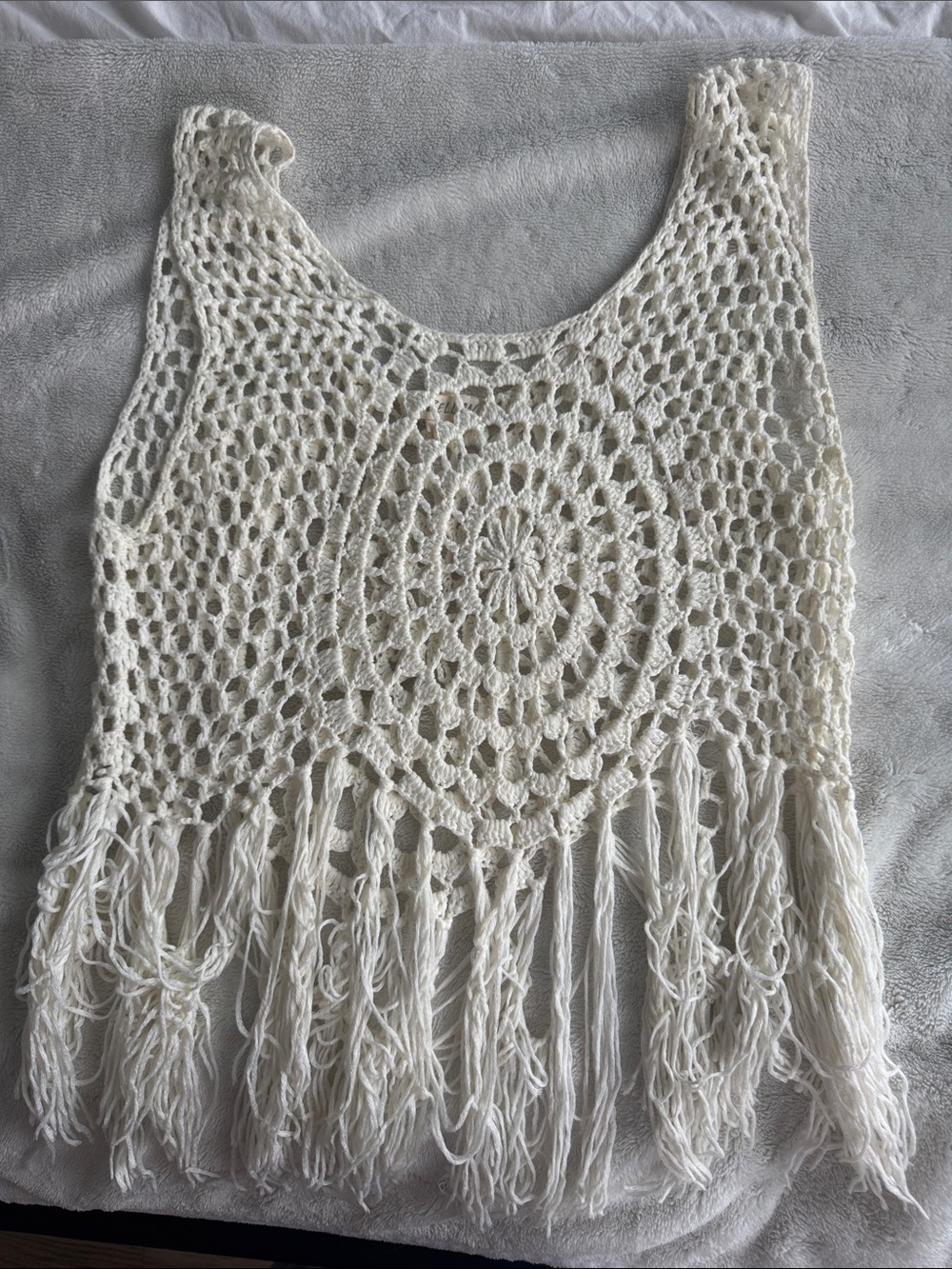 Rebellion Cream Crochet Fringe Camisole